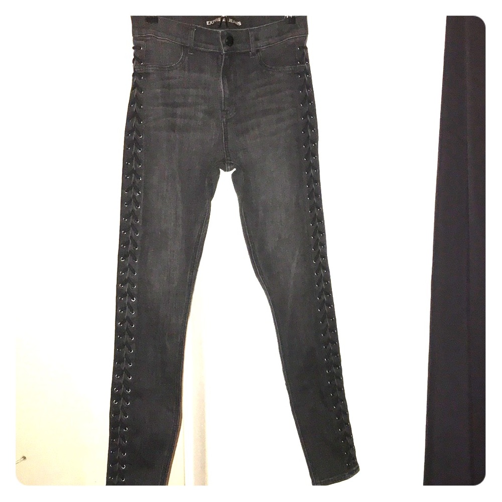 Express jeans with lace-up sides. Size 6